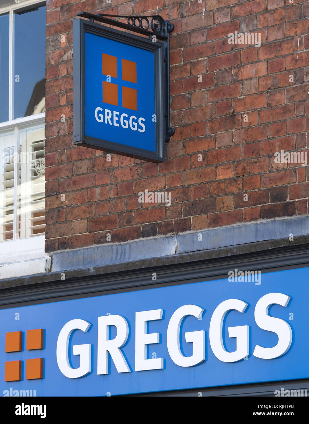 Greggs the baker shop front and logo Stock Photo