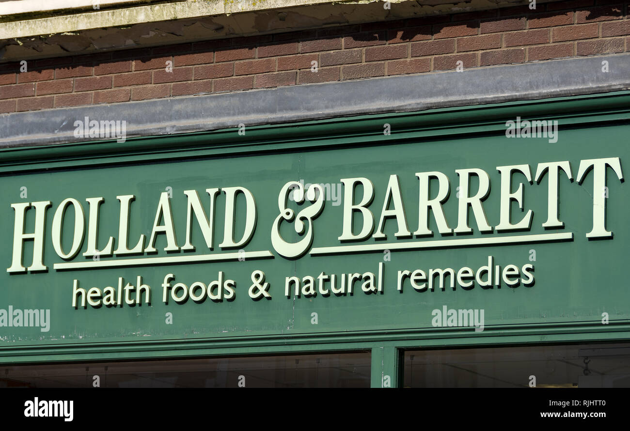 Holland & Barrett shopfront and logo Stock Photo