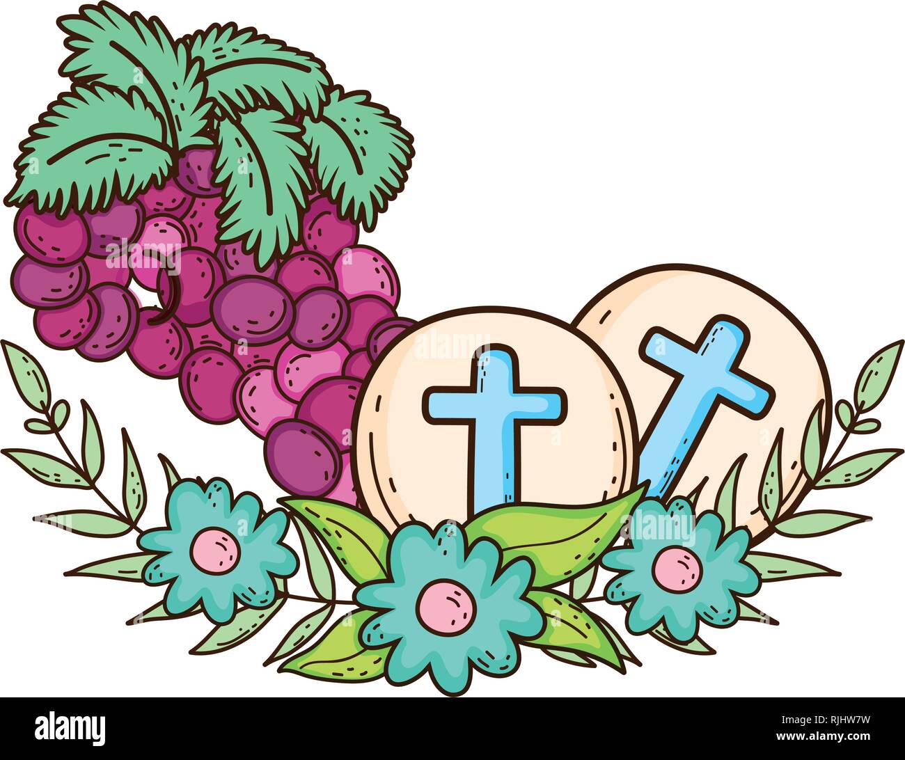 holy host communion with grapes Stock Vector