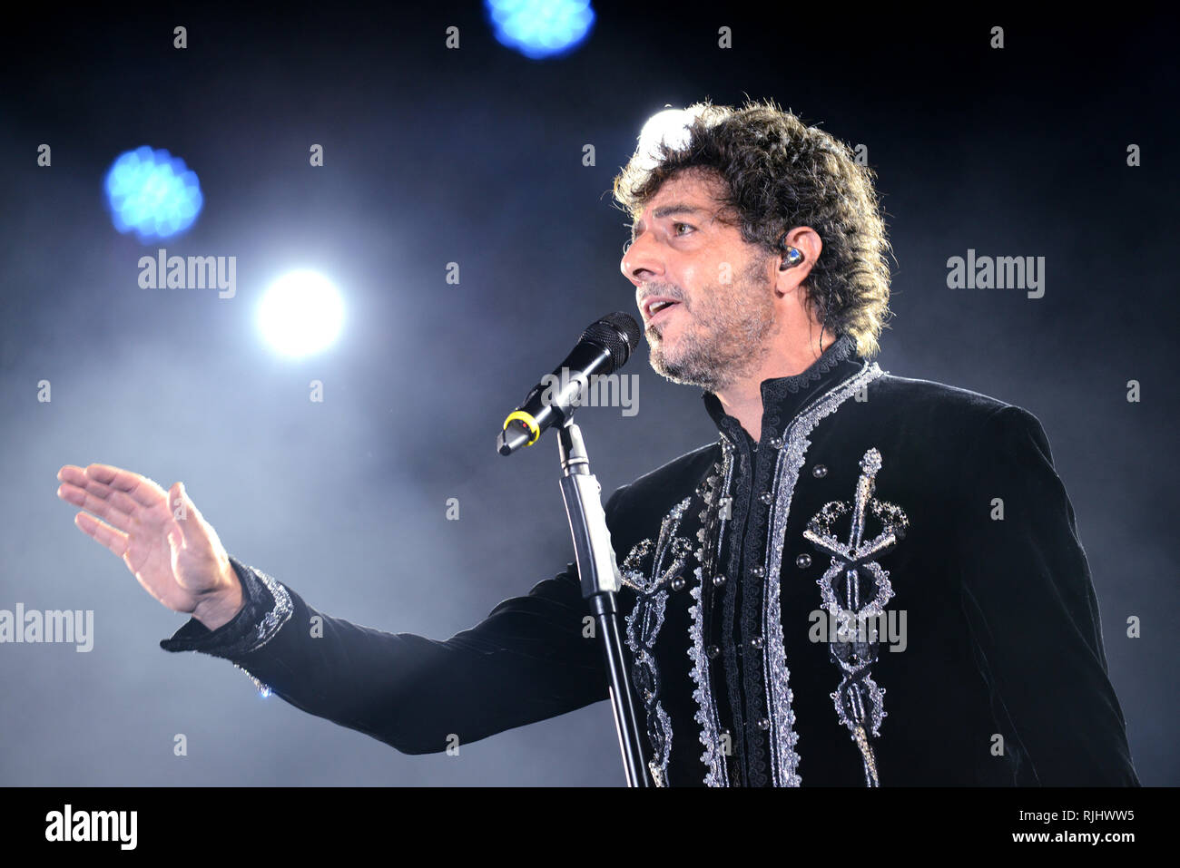 ROME - 5 August, 2018: Max Gazzè performs at “Terme di Caracalla” in Rome, with his show “Alchemaya” Stock Photo