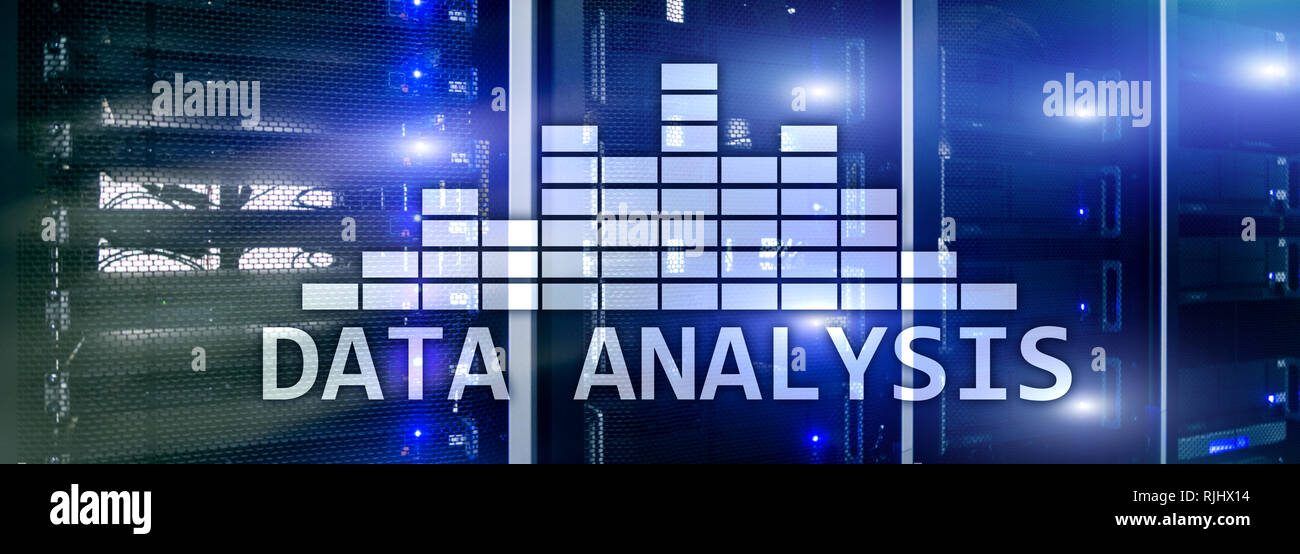 Data Analysis Text/picture Big Data analysis text on server room background. Internet and modern ...
