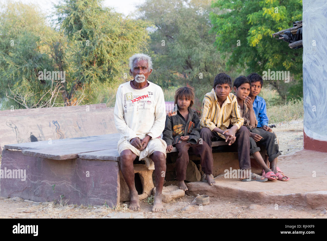 Indian rural old man sitting hi-res stock photography and images - Alamy