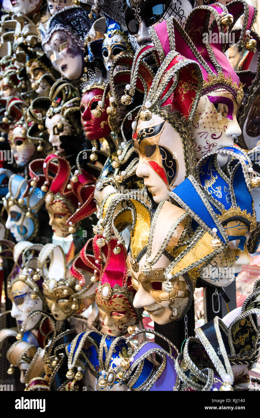 A selection of Venetian carnival masks Stock Photo