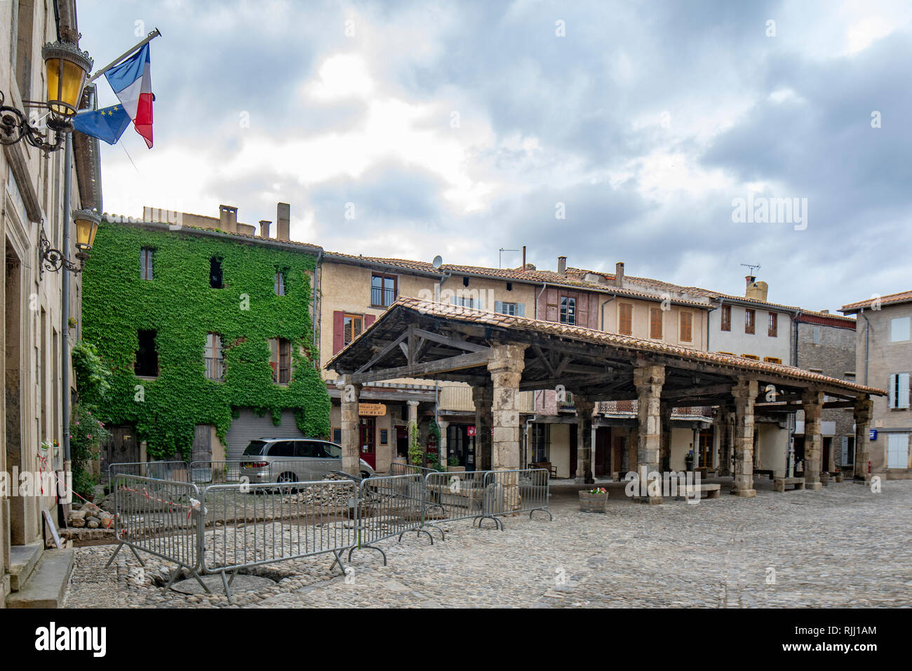 Lagrasse, France; June 2015 The 14th century hall or halle in Lagrasse