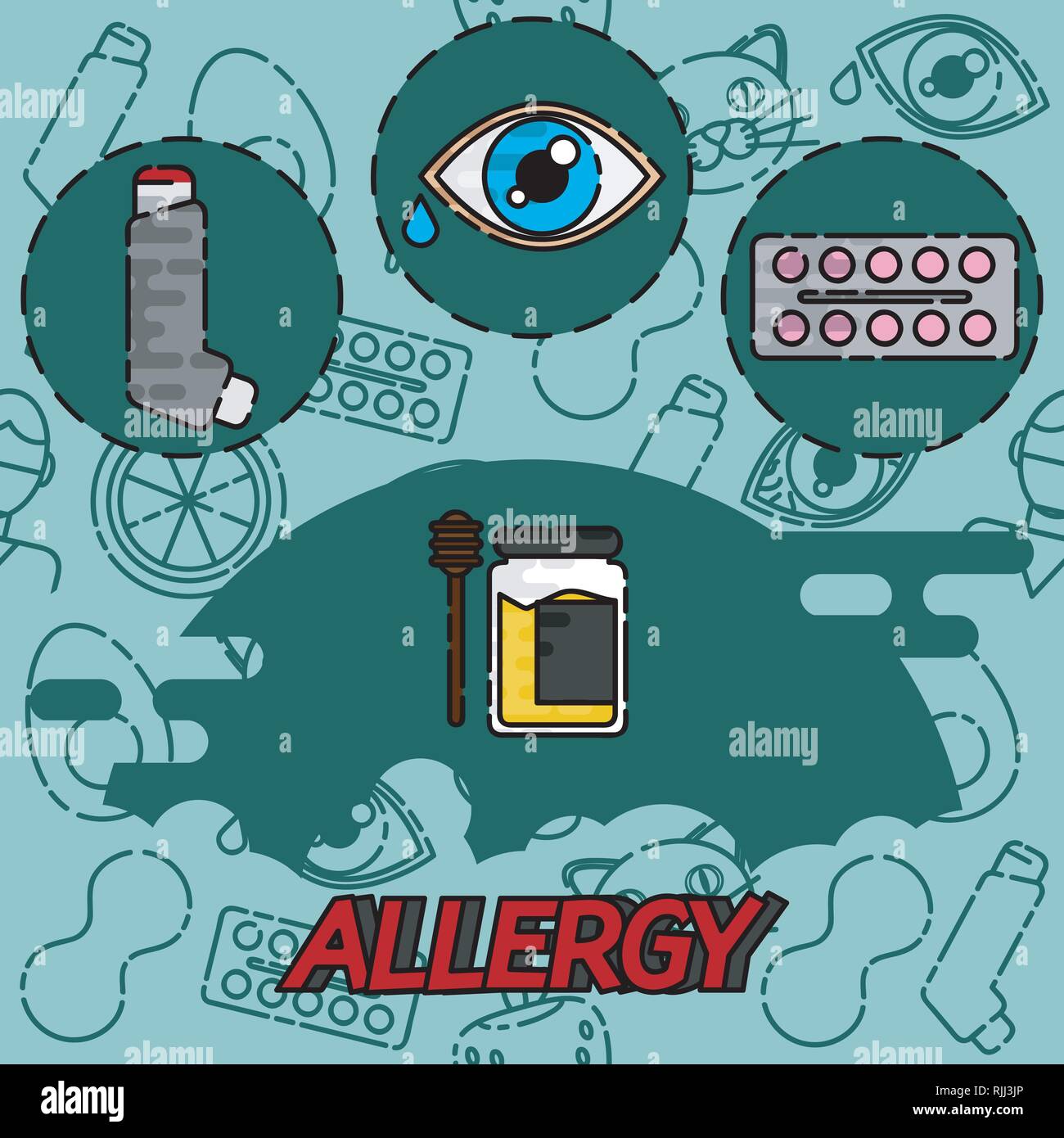 Allergy flat concept icons. Design Set. Vector illustration, EPS 10 Stock Vector
