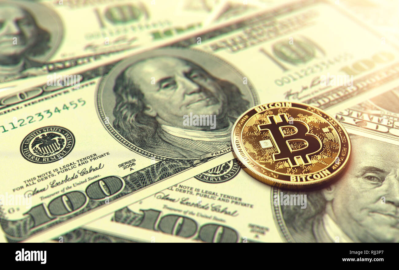 Bitcoin BTC cryptocurrency gold coin on green screen background. Abstract  concept 3d illustration Stock Photo - Alamy