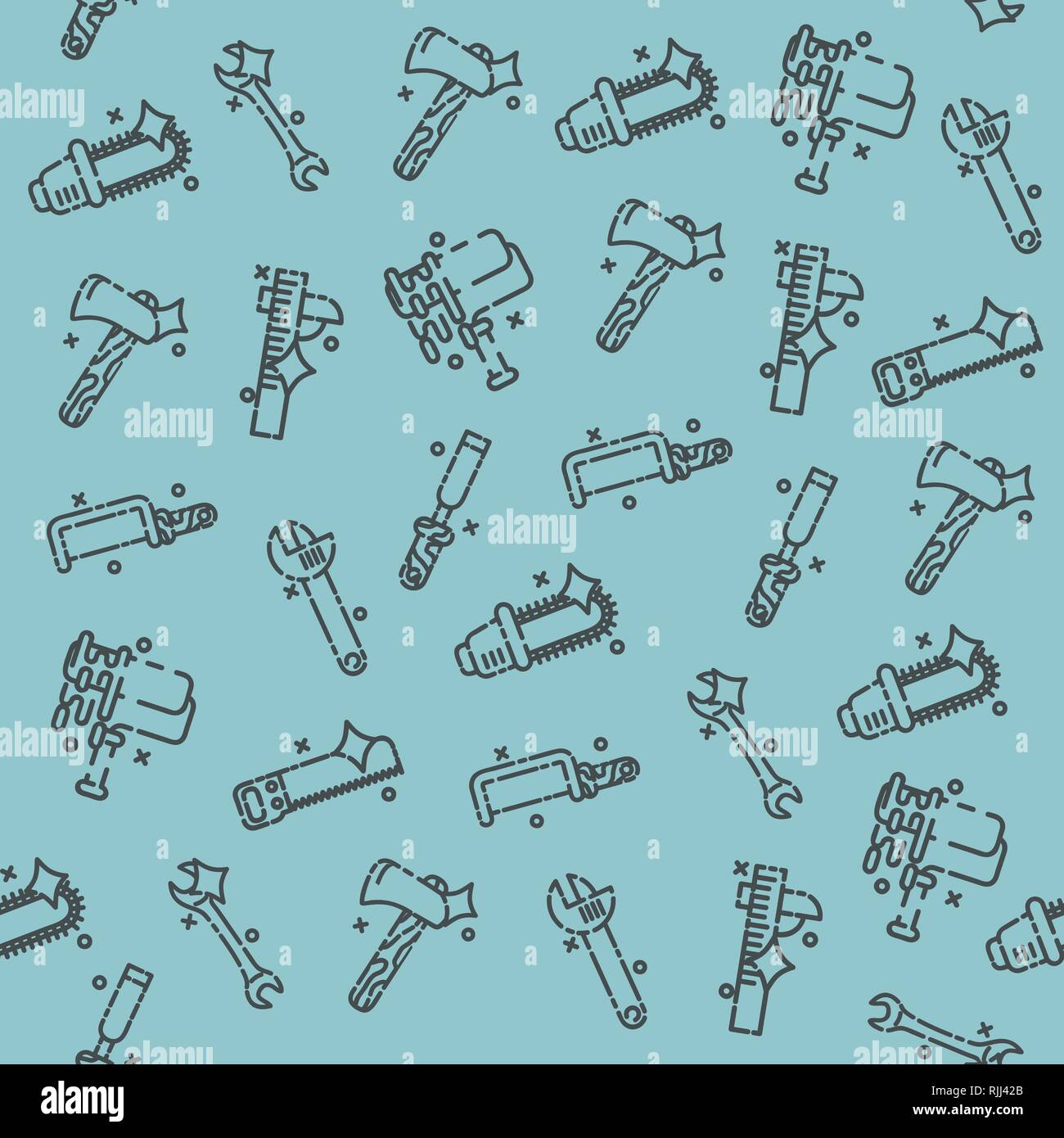 Instruments icons pattern, construction tools icons set. Stock Vector