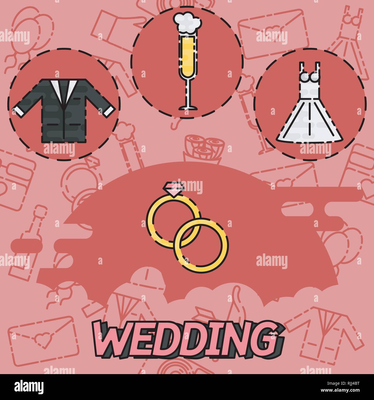 Wedding flat concept icons. Vector illustration, EPS 10 Stock Vector ...