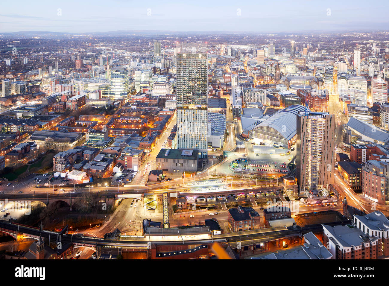 View from the South tower of Deansgate Square looking down at