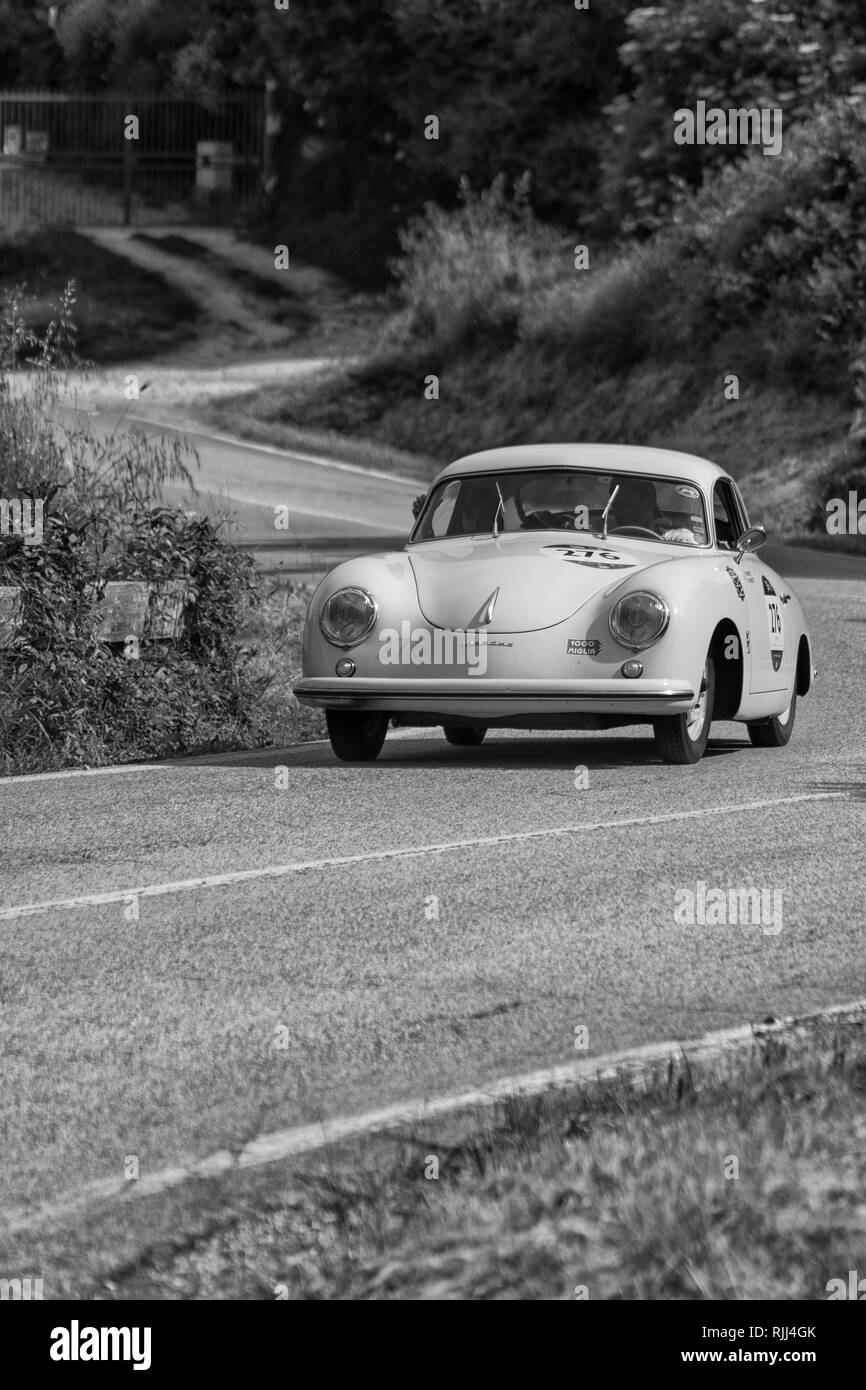 PORSCHE 356 1500 SUPER 1953 on an old racing car in rally Mille Miglia 2018 the famous italian historical race (1927-1957) Stock Photo