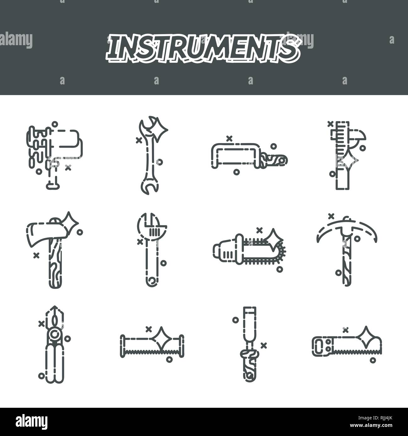 Instruments flat icons set, construction tools icons set Stock Vector ...