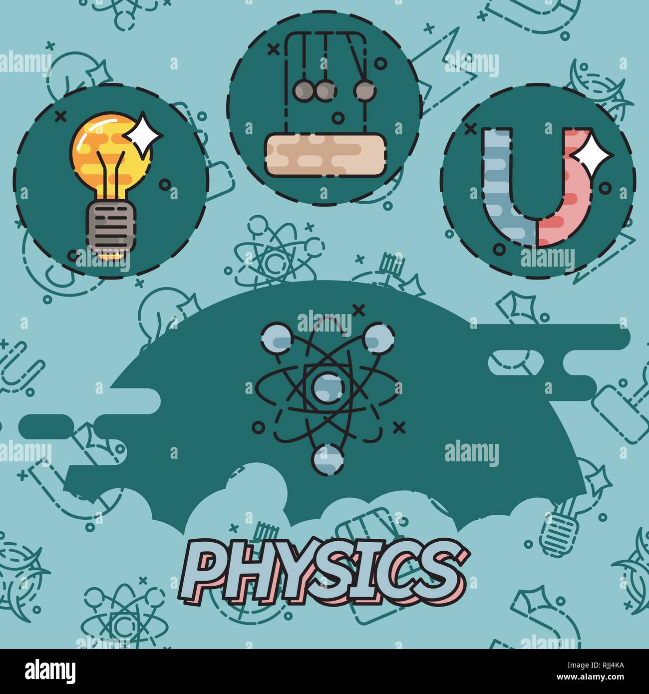 Physics icons set. Measuring equipment, instrumentation and elements ...
