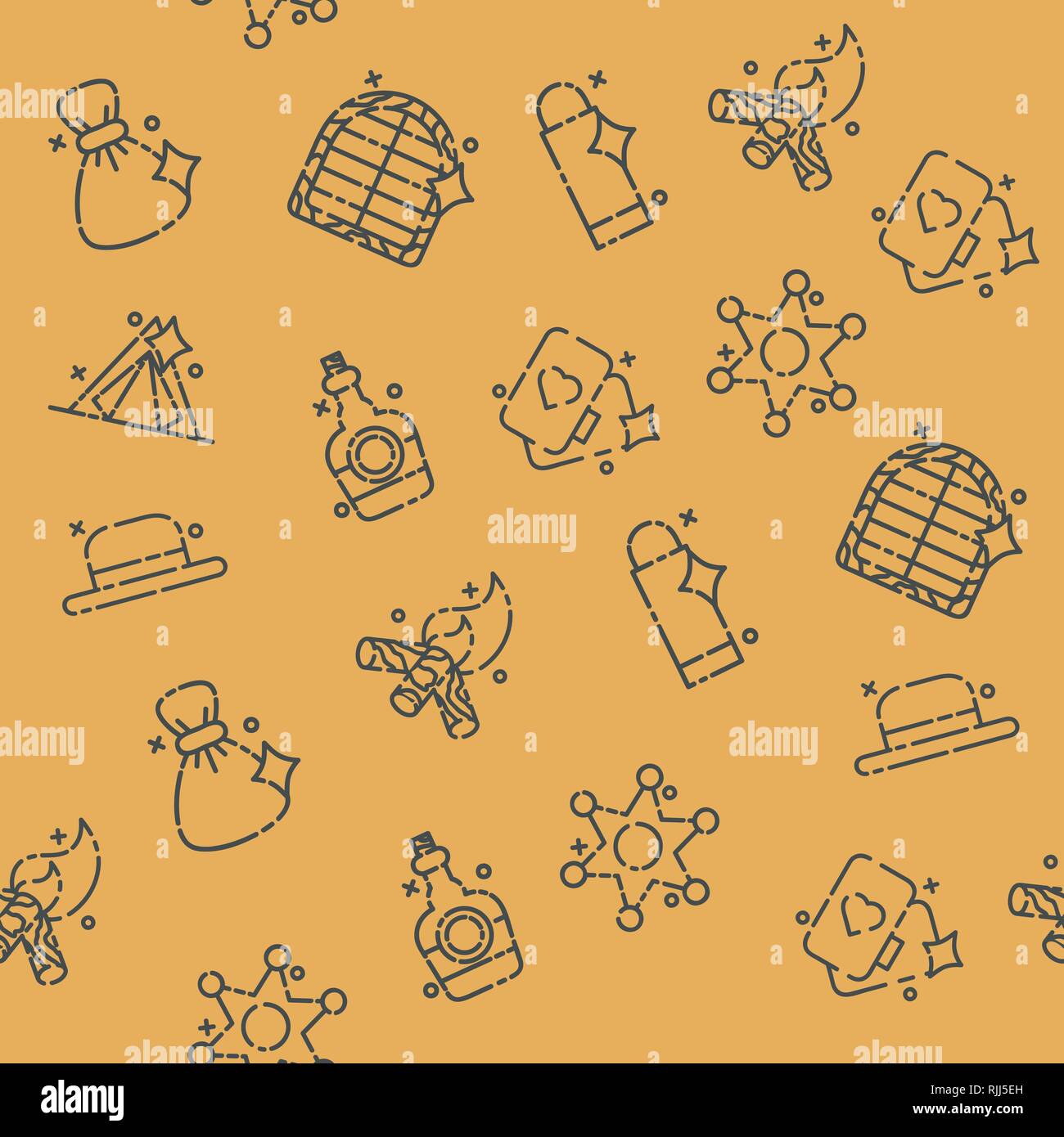 Wild west concept icons pattern. Vector illustration, EPS 10 Stock Vector