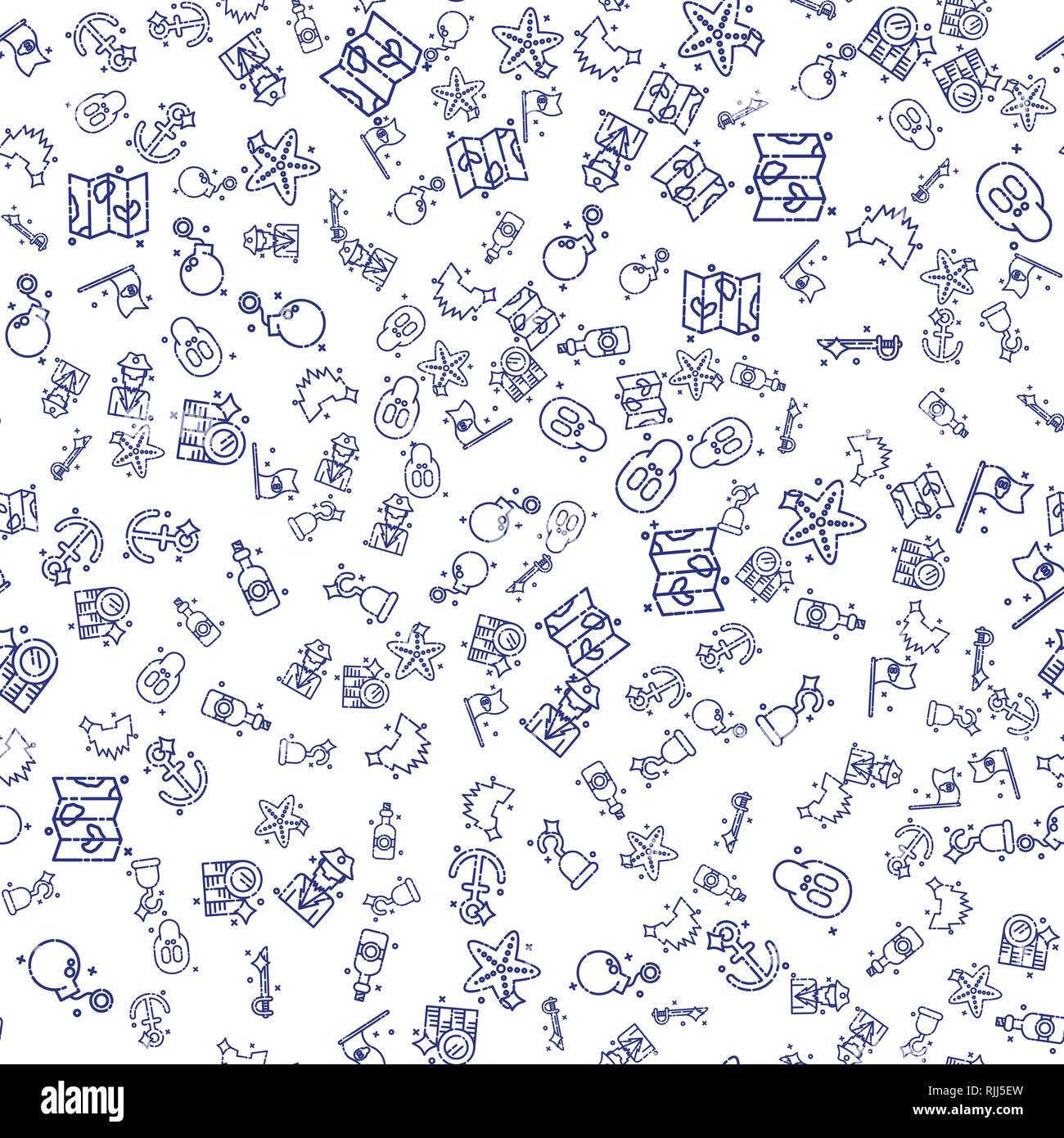 Pattern with pirate elements. Hand drawn pirate elements made in vector ...