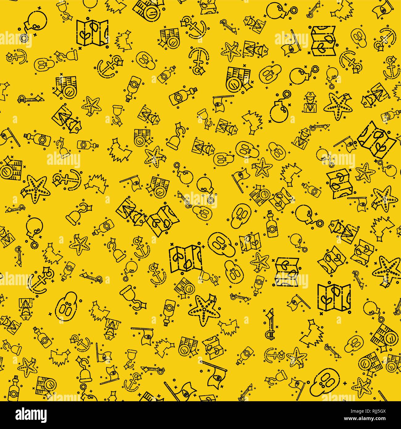 Pattern with pirate elements. Hand drawn pirate elements made in vector ...