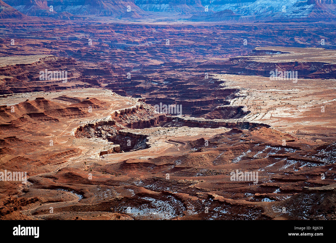 January 2019: Deep canyons carved by the Colorado River make up the White Rim of Canyonlands National Park, Moab, Utah. Stock Photo