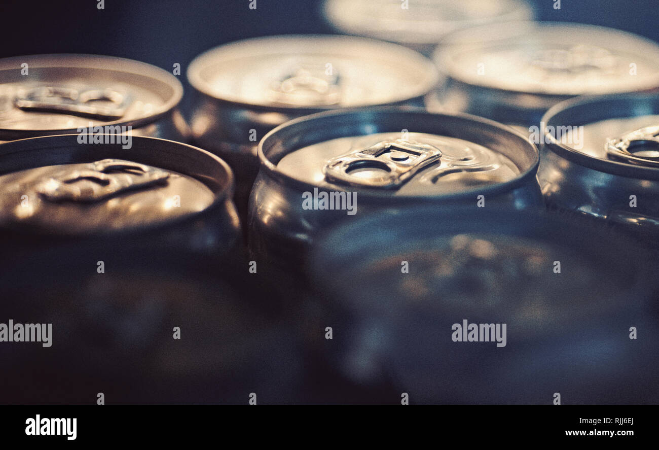 Light refreshments. Aluminum beverage cans. Drink cans. Pull tabs on