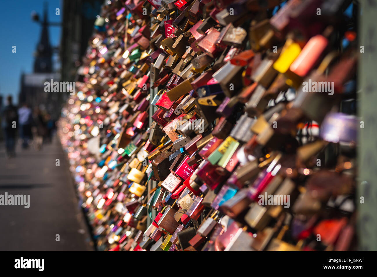 Love lock on a bridge in Cologne - Germany Stock Photo