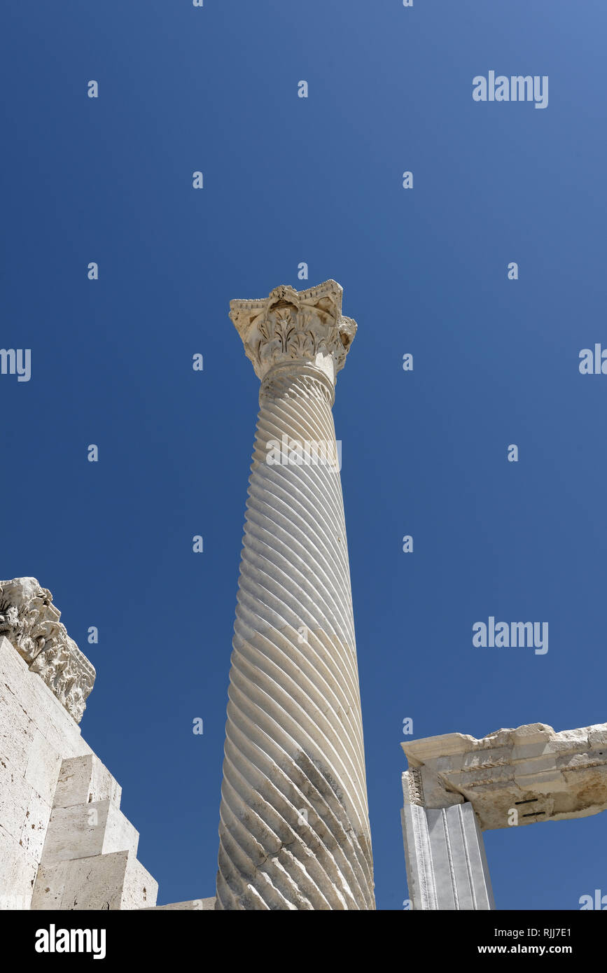 Spiral fluted columns of Temple A which is a prostyle temple of