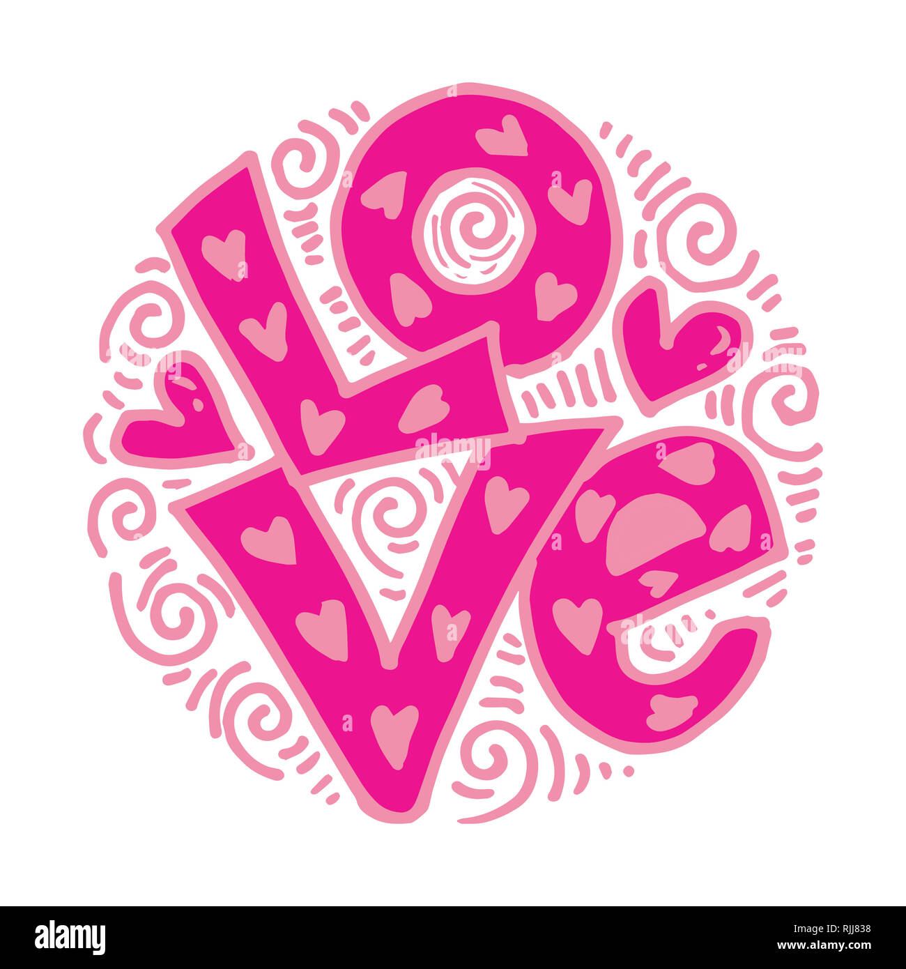 LOVE text hand drawing illustration Stock Photo - Alamy