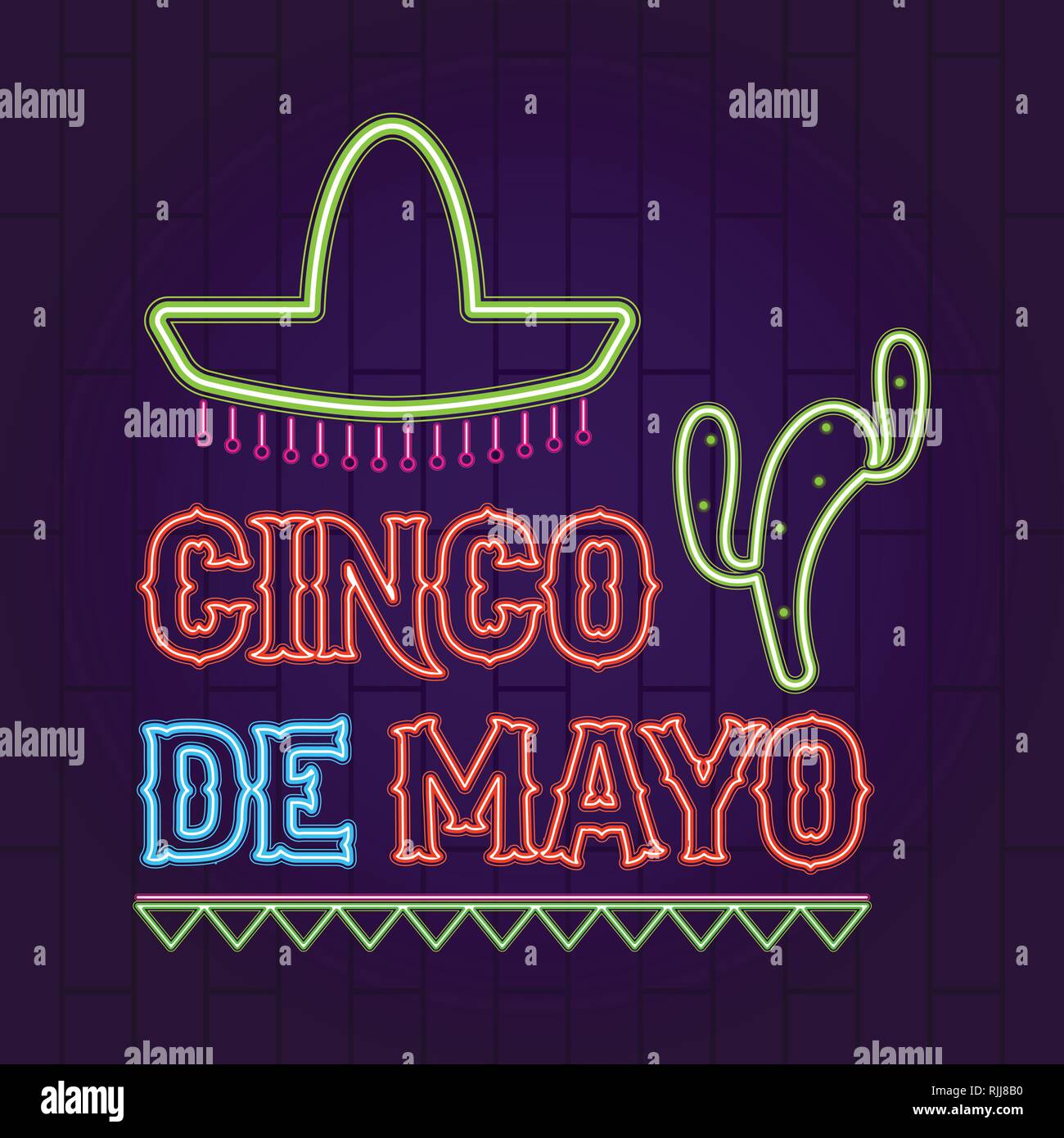 Cinco de mayo neon banner Stock Vector