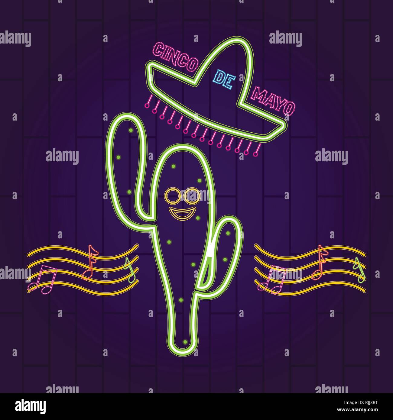 Cinco de mayo neon banner Stock Vector