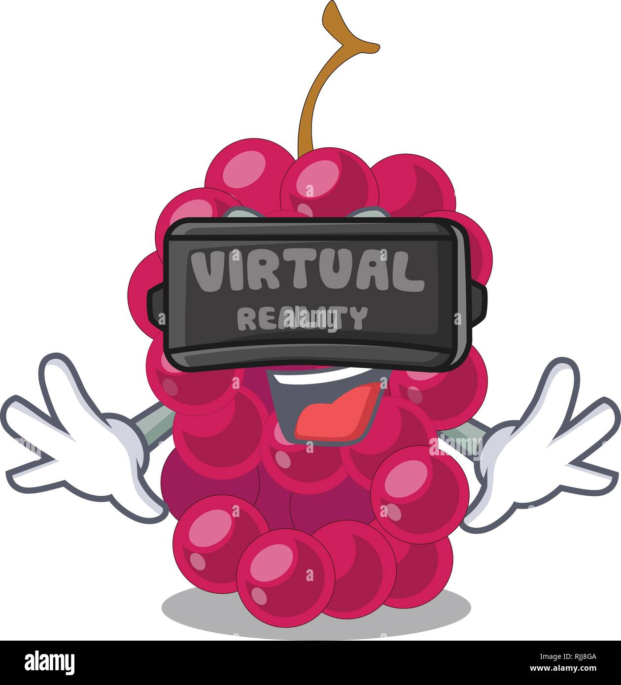 Virtual reality mulbery fruit slices above mascot bowl Stock Vector ...
