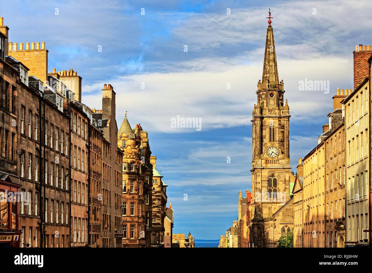 Tron Kirk church tower, Royal Mile, Old Town of Edinburgh, Lothian, Scotland, United Kingdom Stock Photo