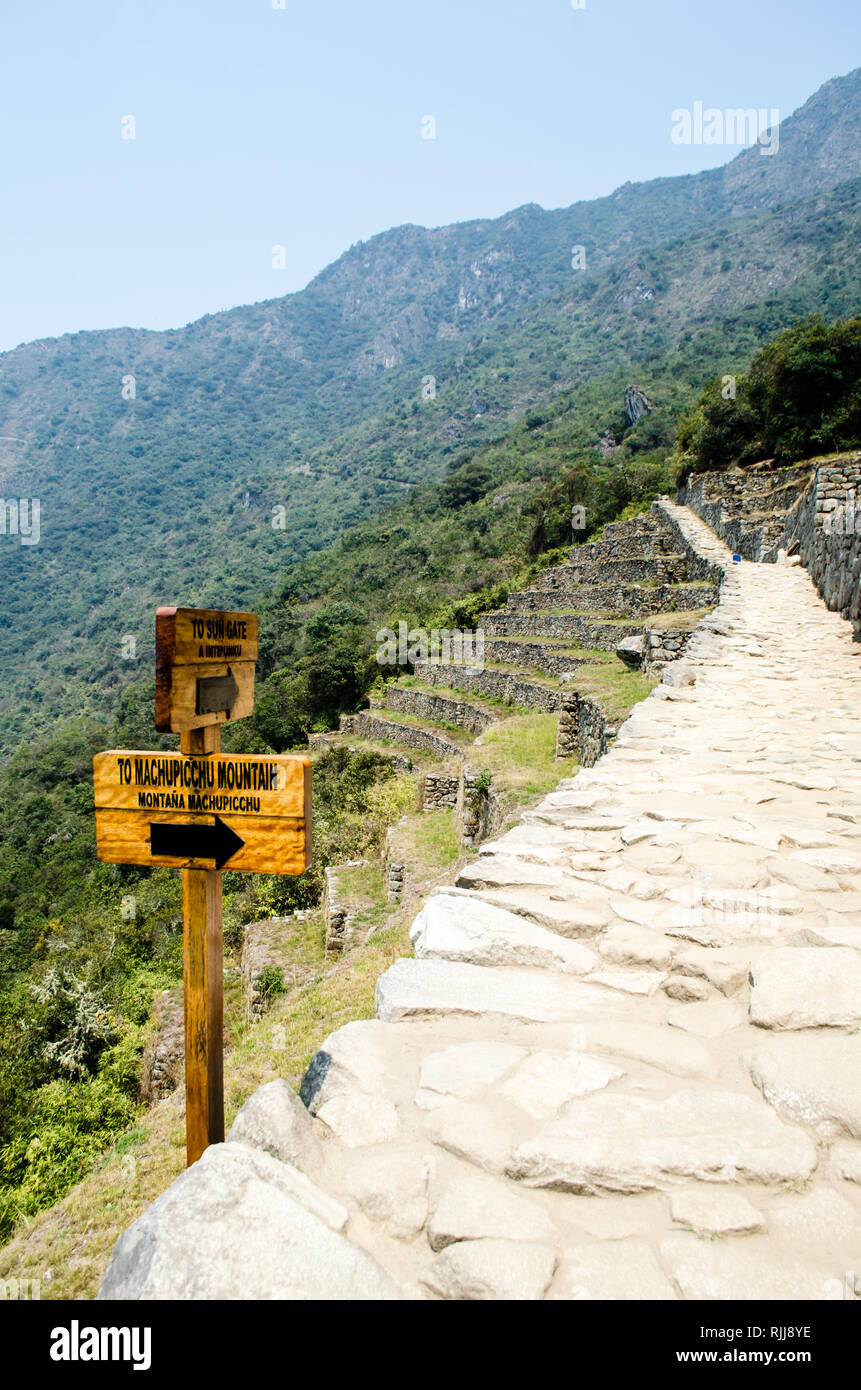 Steep stairs on a mountain side on the Inca trail at Machu Picchu Wall Art, Canvas Prints, Framed Prints, Wall Peels