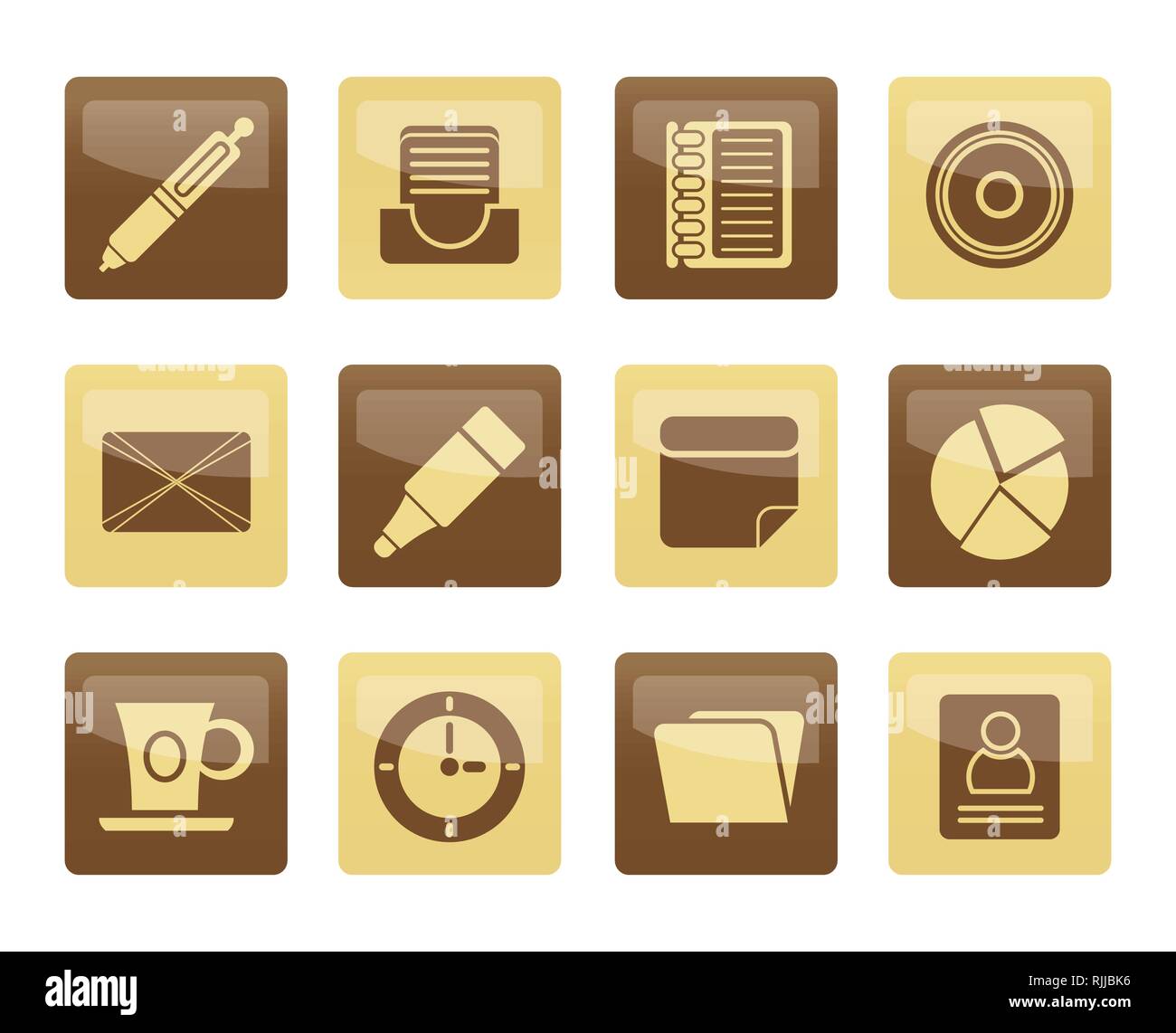Office and Business Icons over brown background - Vector icon Set Stock ...