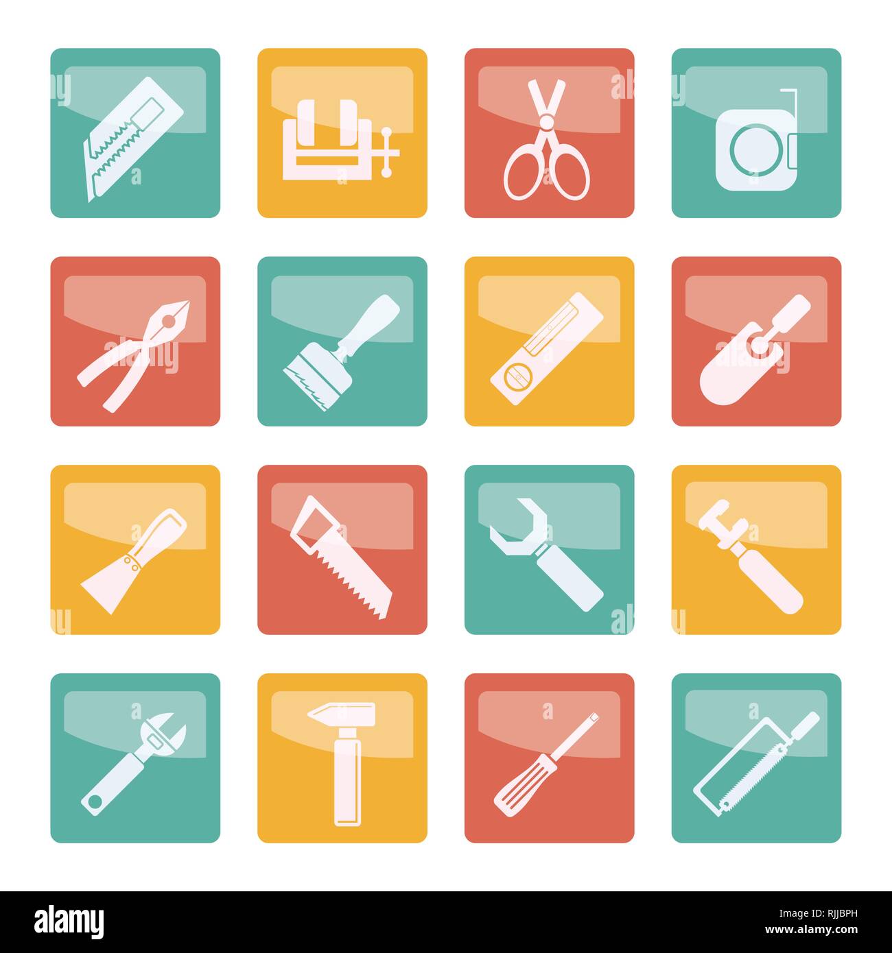 Building and Construction Tools icons over colored background - Vector Icon Set Stock Vector