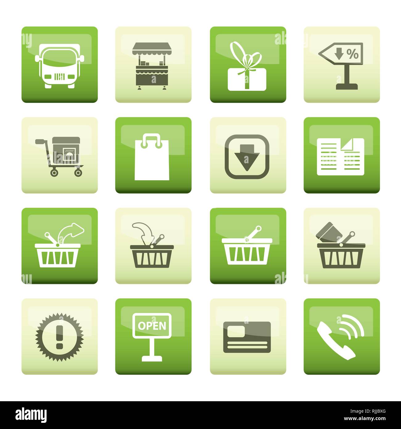 Online shop icons over green background - vector icon set Stock Vector