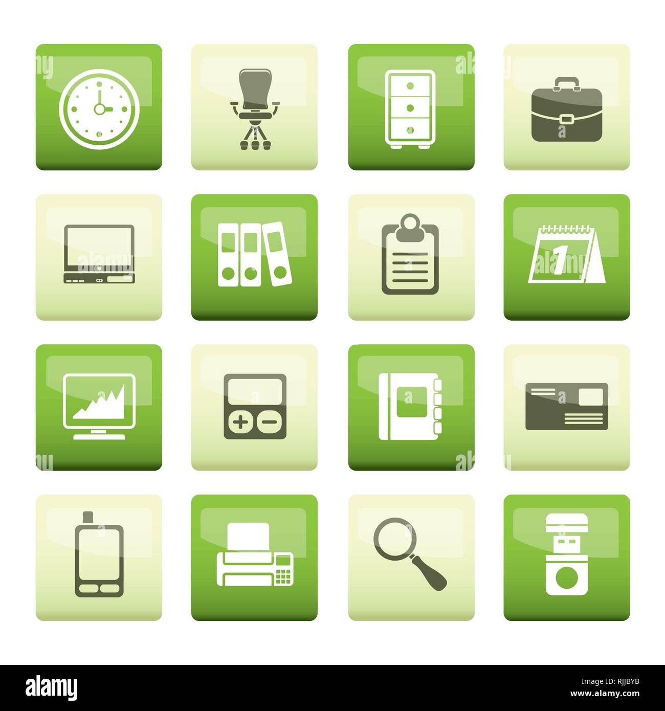 Business and office icons over green background - vector icon set Stock ...
