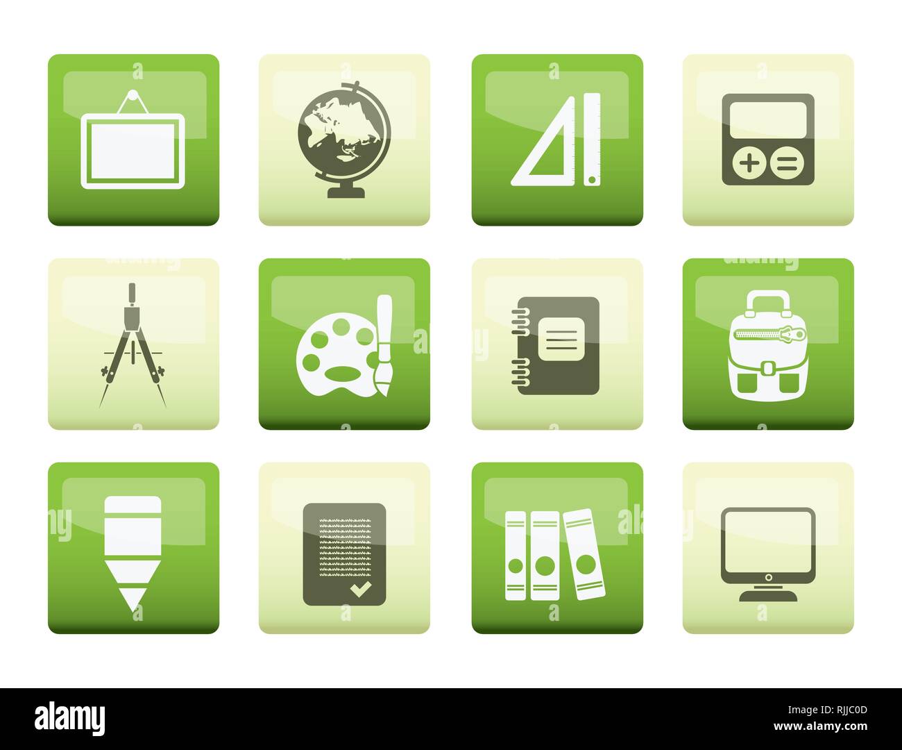 School and education icons over green background - vector icon set Stock Vector
