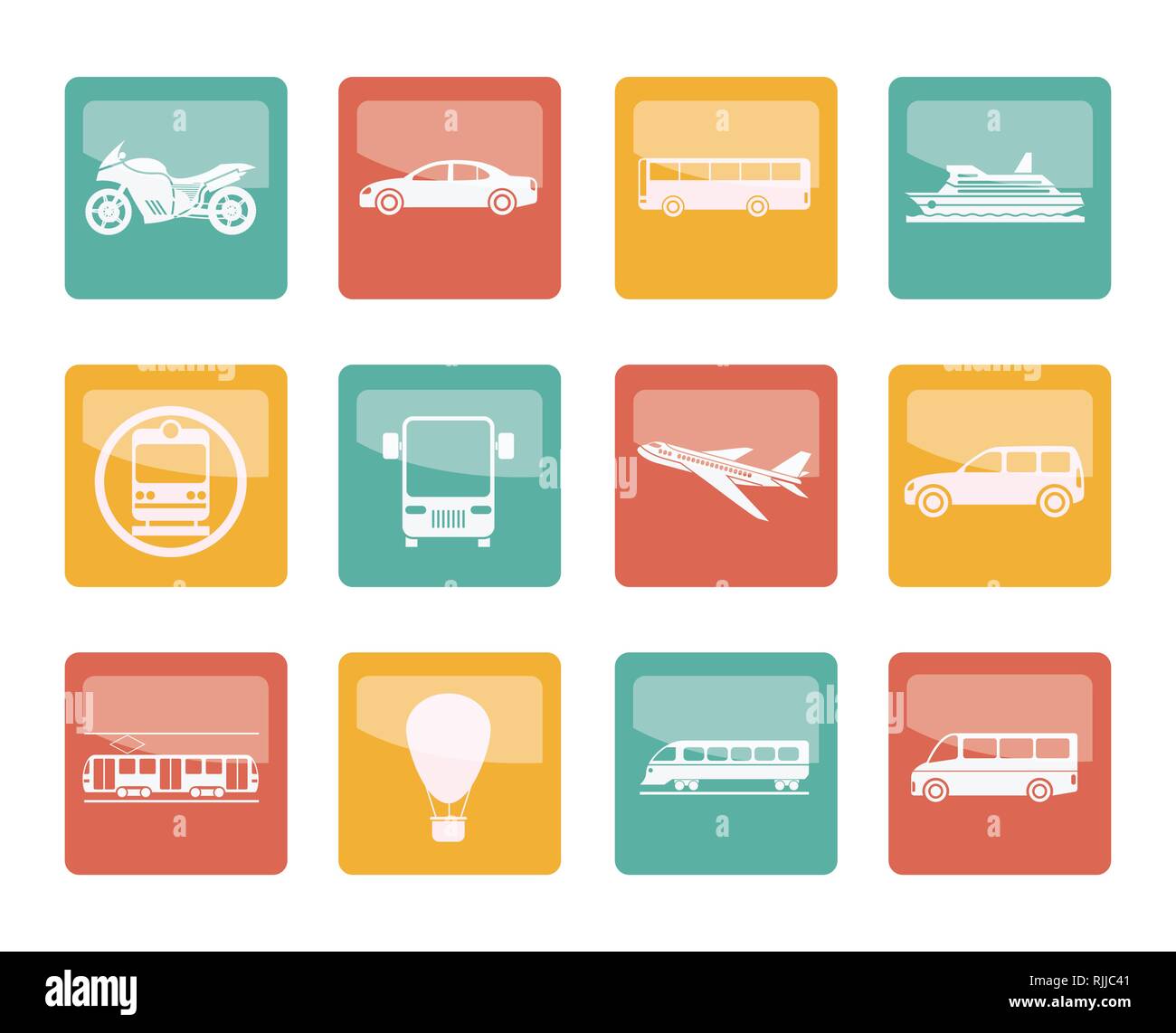 Travel and transportation of people icons over colored background ...