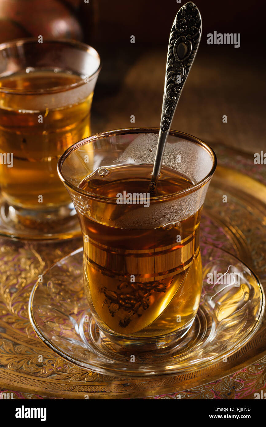 Turkish apple tea an apple flavoured beverage served in Turkish tea