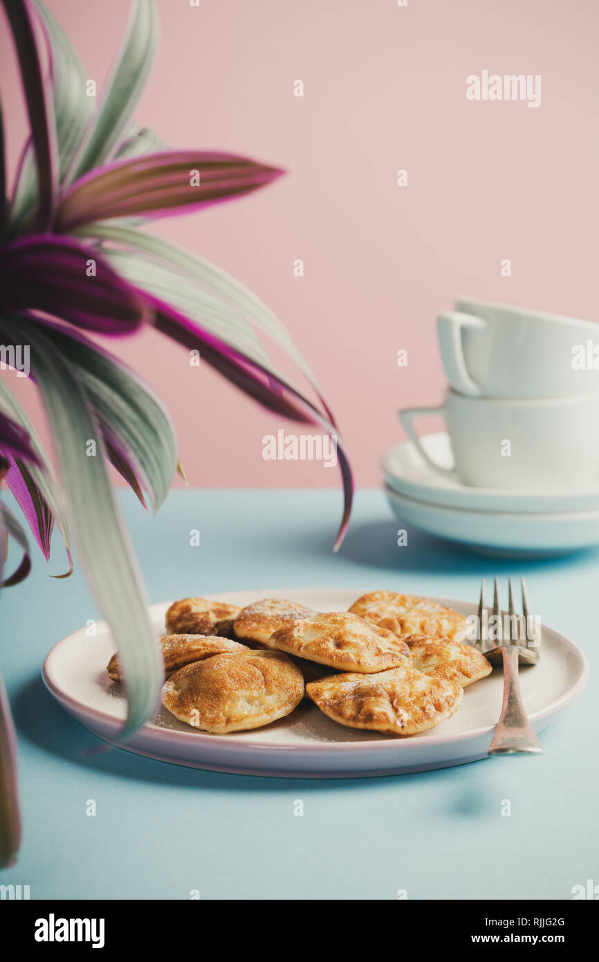 Dutch mini pancakes Stock Photo