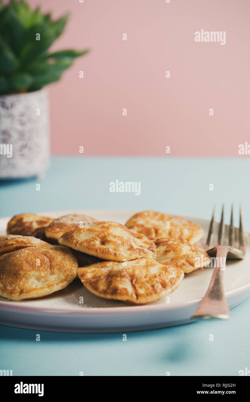 Dutch mini pancakes Stock Photo