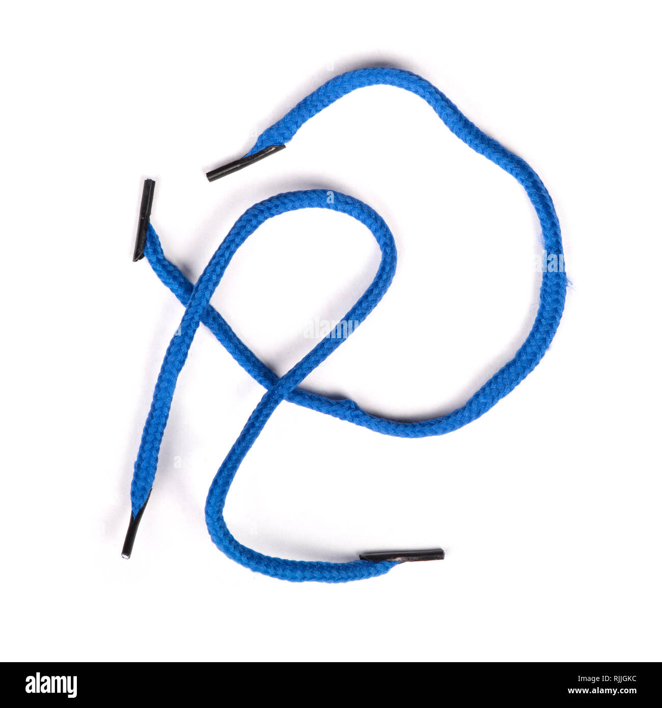 Pair of blue shoelaces isolated on white background Stock Photo Alamy