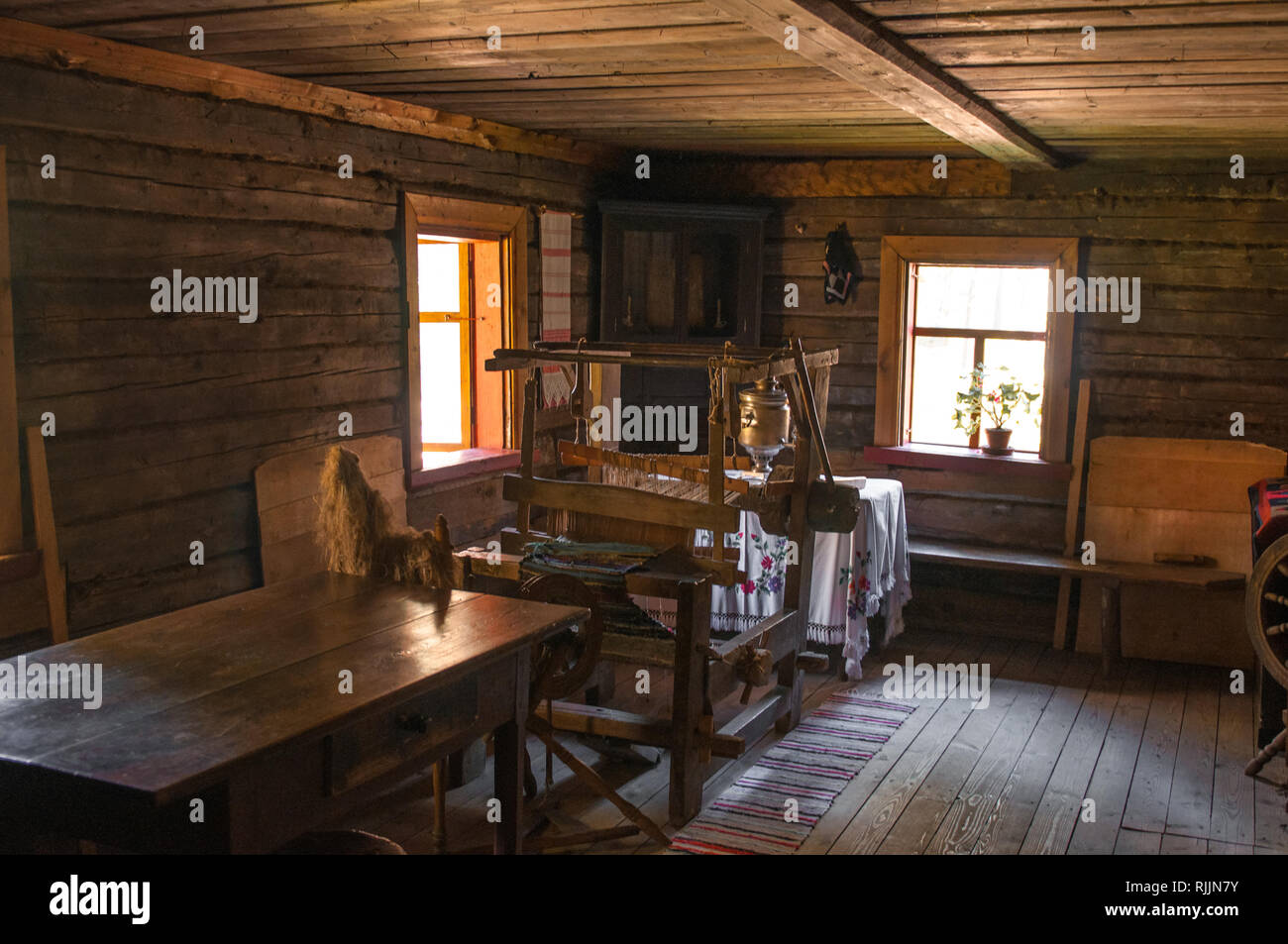 The interior of an old rural house. Stock Photo