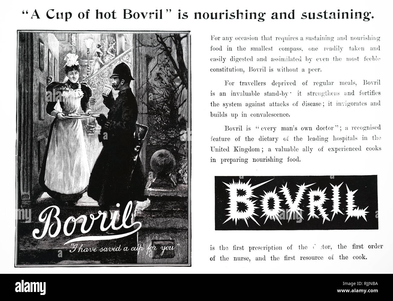 An advertisement for Bovril. Dated 20th century Stock Photo