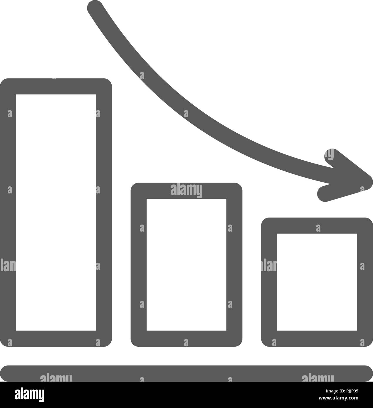 Down schedule line icon. Stock Vector