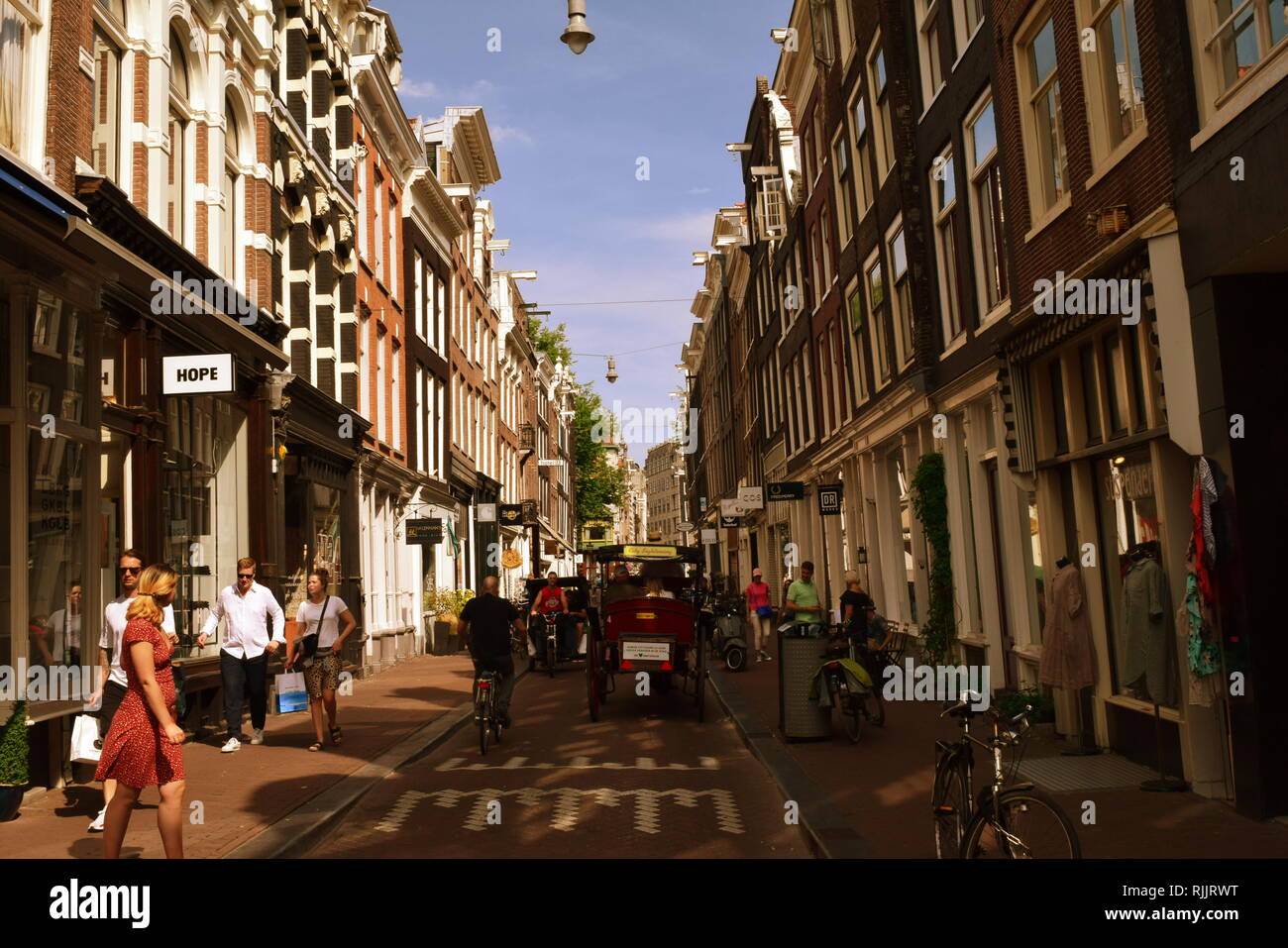 amsterdam shopping street Stock Photo