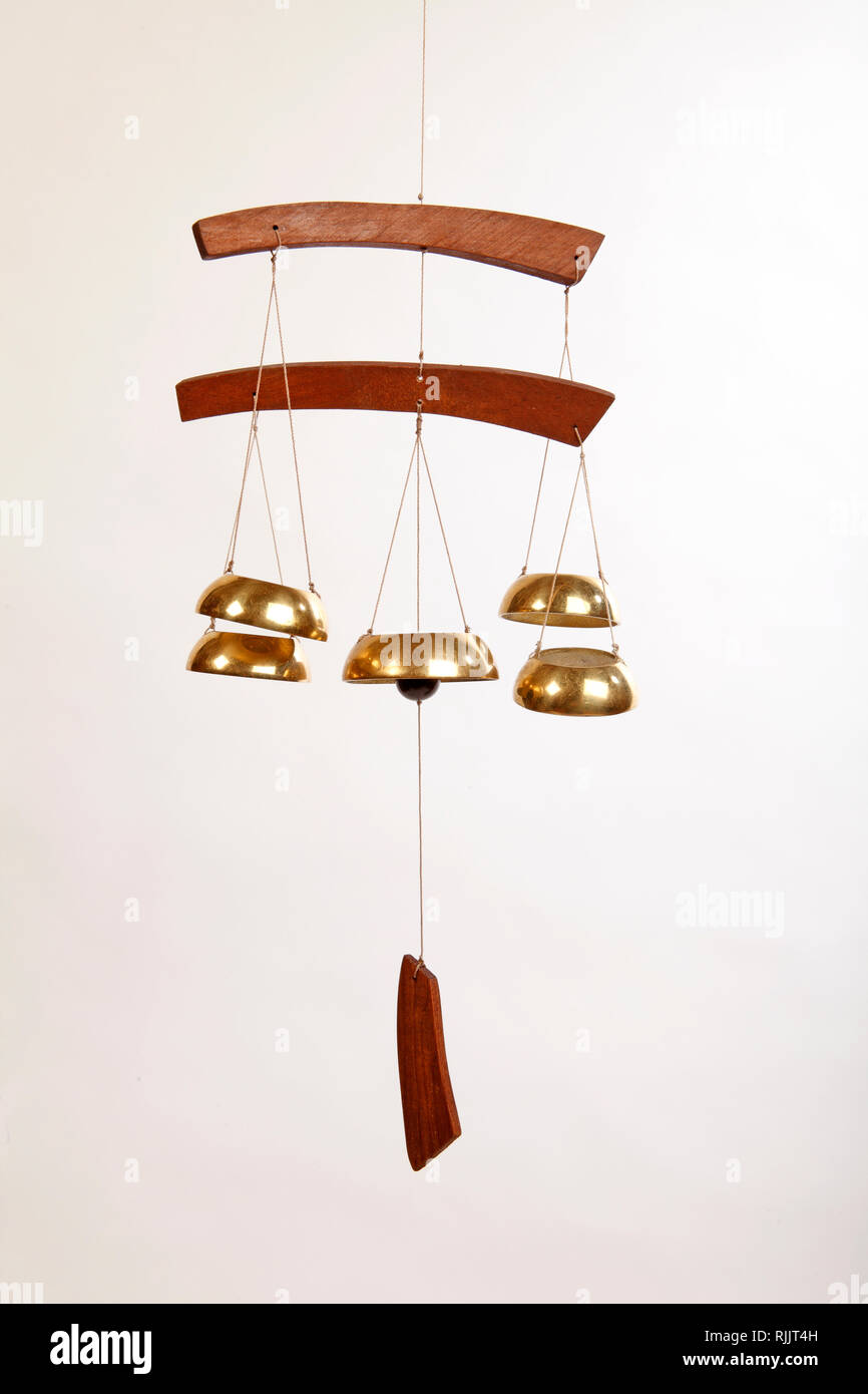 set of graded small bells as a wind chimes Stock Photo Alamy