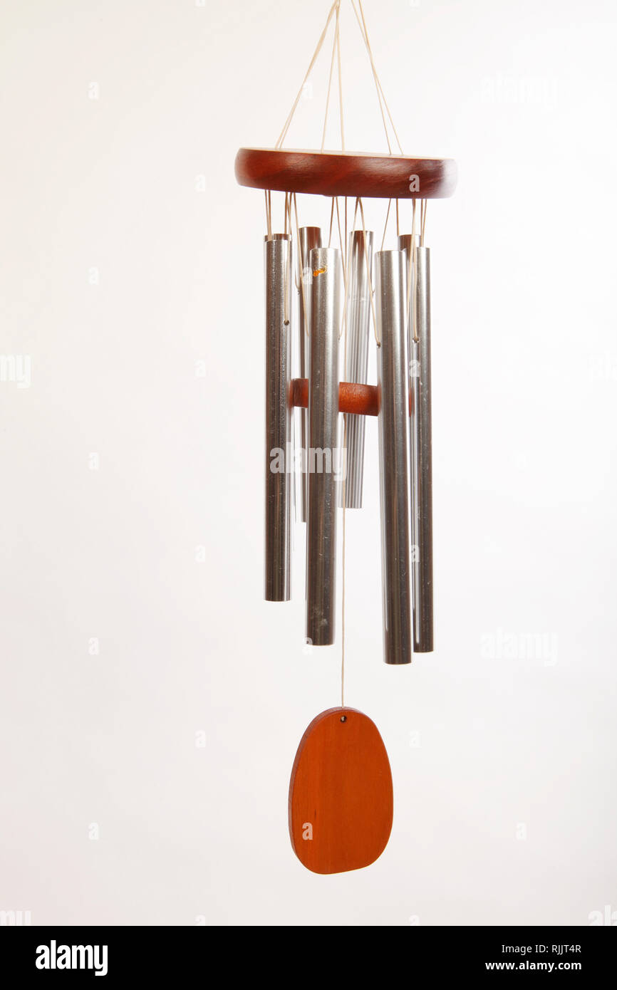 small set of aluminium wind chimes Stock Photo Alamy