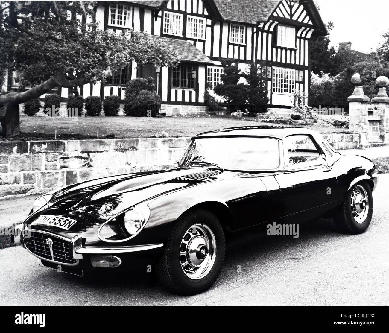 A photograph of a Jaguar E-Type (Jaguar XK-E) Series 3, a British sports car that was manufactured by Jaguar Cars Ltd between 1961 and 1975. Dated 20th century Stock Photo