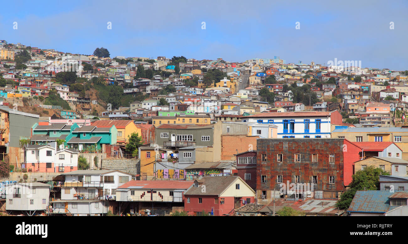 Chile, Valparaiso, skyline, panorama, general view, Stock Photo
