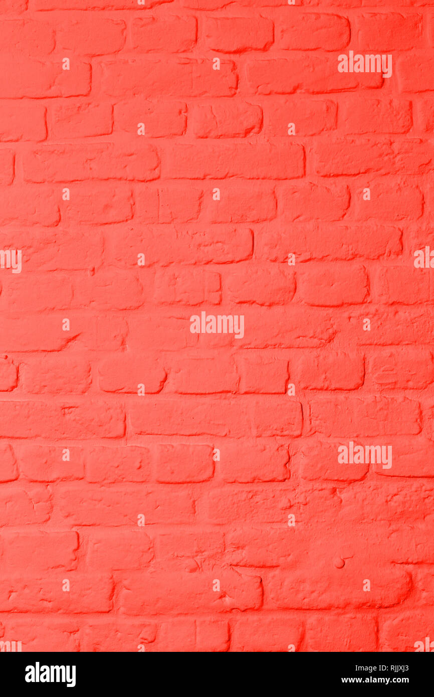 Brickstone wall full frame, red rosa colored, living corals, image background Stock Photo