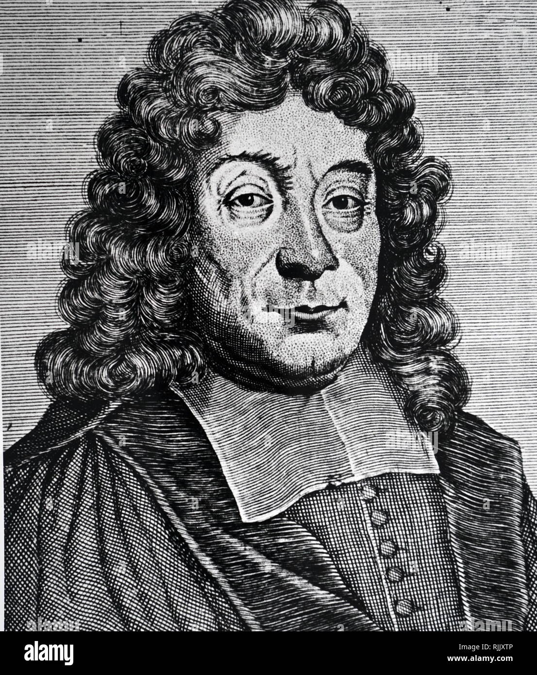 A copperplate engraving depicting Philipp van Limborch (1633-1712) a Dutch Remonstrant theologian. Dated 18th century Stock Photo