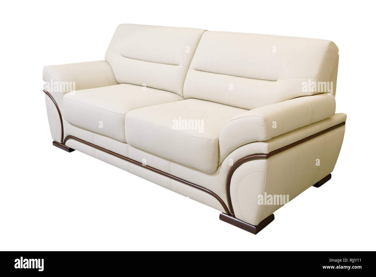 Ivory Leather Sofa Isolated On White Background Stock Photo Ivory Leather Sofa Isolated On White Background Stock Photo